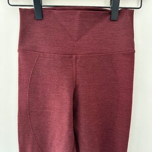 Lululemon Merino Wool-Blend Burgundy Base Layer Leggings Size 6